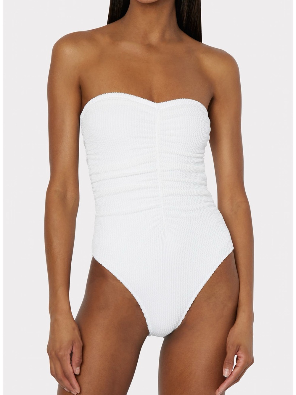 Milly Textured Ruched One Piece Lab White - Size L - NWT